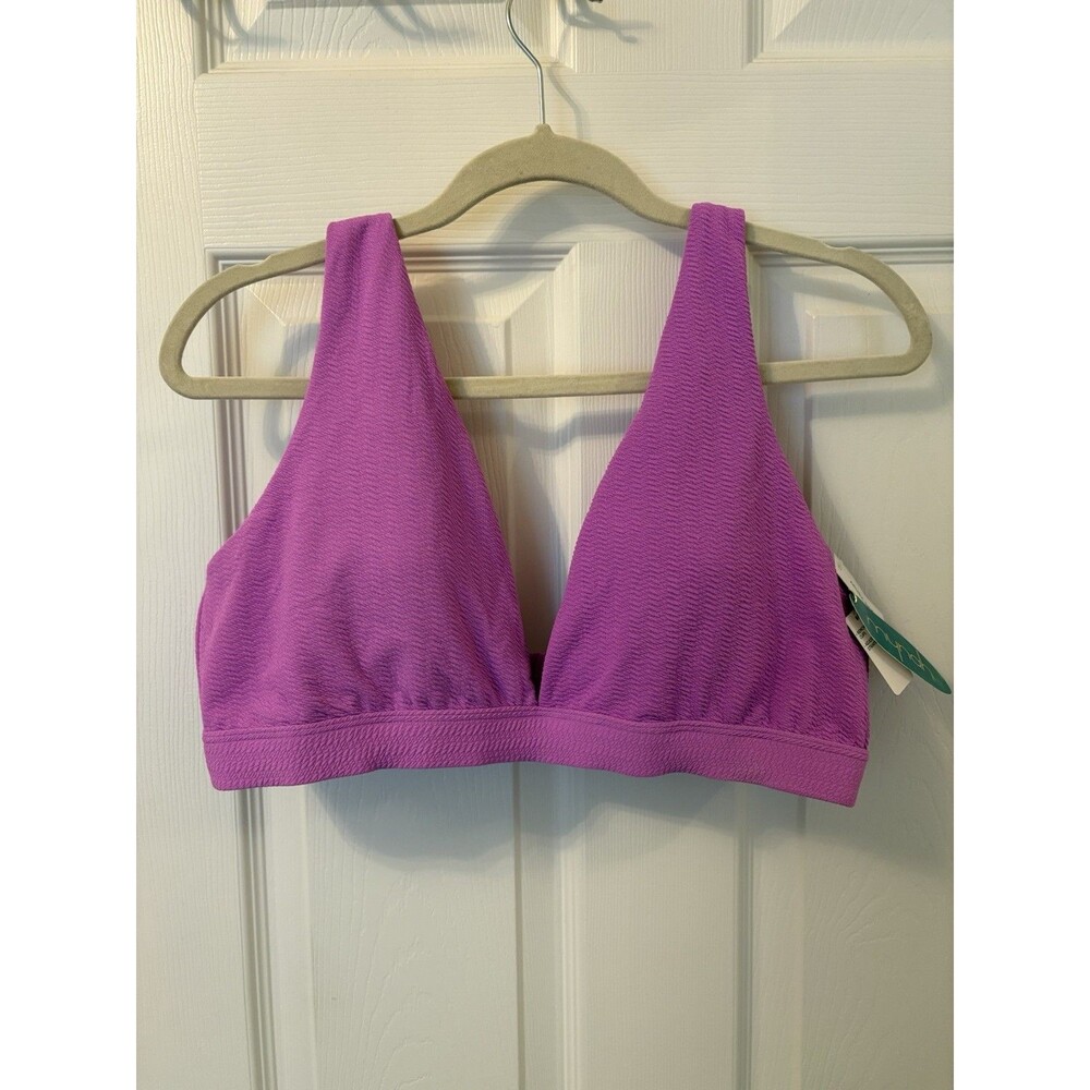 Mynah “Aruba Sky” Textured Bikini Top Pink/ Purple Sz XL Gold Tone Hardware READ